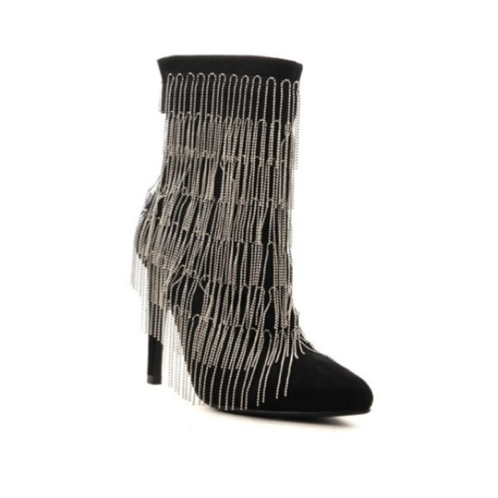 Silver Chain Fringe Booties - Picture 2 of 2